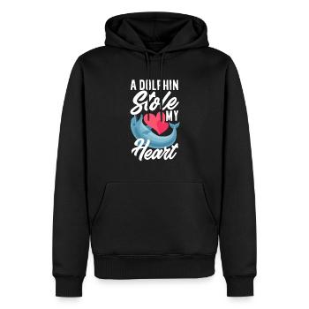 A dolphin stole my heart - Men’s Premium Organic Hoodie - black - Front - Nico (187cm)