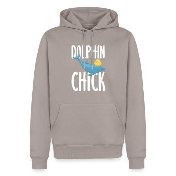 Amitié Dolphin Chick - Sweat à capuche Premium bio Homme - taupe - Devant - Nico (187cm)