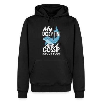 Mein Delfin Und Ich Läster Über Dich - Männer Premium Bio Hoodie - Schwarz - Vorne - Nico (187cm)