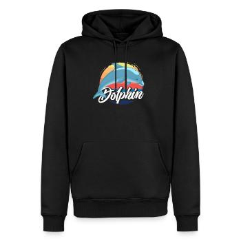 Nostalgic Dolphin Sunset Design - Men’s Premium Organic Hoodie - black - Front - Nico (187cm)