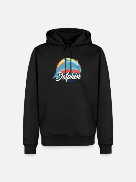 Nostalgic Dolphin Sunset Design - Men’s Premium Organic Hoodie - black