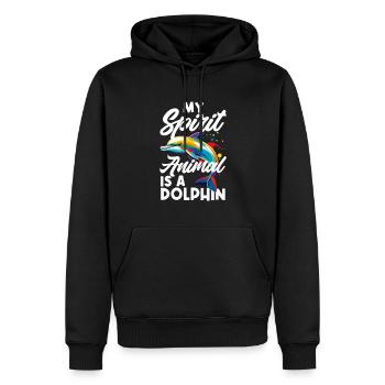 Mein Geisttier Ist Ein Delfin Buntes Design - Männer Premium Bio Hoodie - Schwarz - Vorne - Nico (187cm)