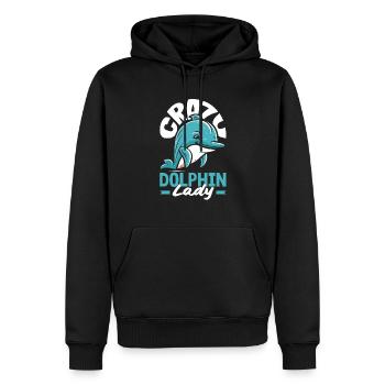 Crazy Dolphin Lady - For Dolphin Lovers - Men’s Premium Organic Hoodie - black - Front - Nico (187cm)