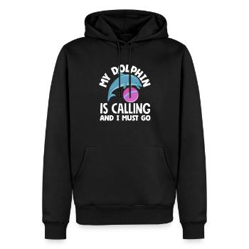 Mein Delfin Ruft Und Ich Muss Gehen - Männer Premium Bio Hoodie - Schwarz - Vorne - Nico (187cm)