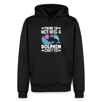 Dolphins heal everything - Men’s Premium Organic Hoodie - black - Front - Nico (187cm)