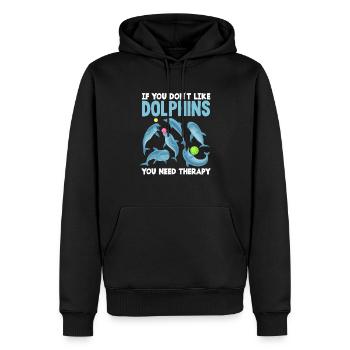 Wenn Du Delfine Nicht Magst Brauchst Du Therapie - Männer Premium Bio Hoodie - Schwarz - Vorne - Nico (187cm)