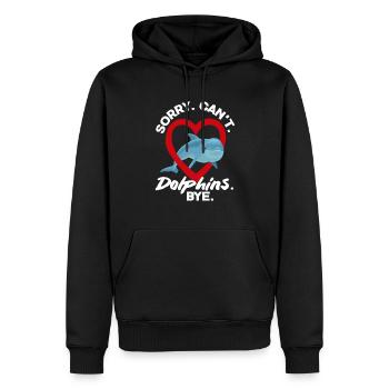 Sorry. Can't. Dolphins. Bye. - Männer Premium Bio Hoodie - Schwarz - Vorne - Nico (187cm)