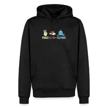 Frieden Liebe Delfine Grafik - Männer Premium Bio Hoodie - Schwarz - Vorne - Nico (187cm)