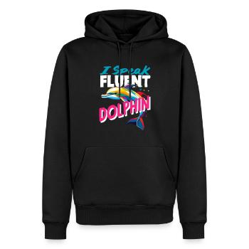 I speak fluent dolphin - Men’s Premium Organic Hoodie - black - Front - Nico (187cm)