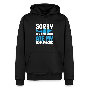 Entschuldigung Mein Delfin Hat Meine Hausaufgaben - Männer Premium Bio Hoodie - Schwarz - Vorne - Nico (187cm)