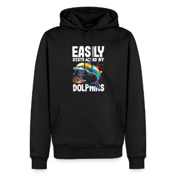 Easily distracted by dolphins - Men’s Premium Organic Hoodie - black - Front - Nico (187cm)
