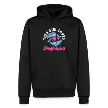 This girl loves dolphins - Men’s Premium Organic Hoodie - black - Front - Nico (187cm)