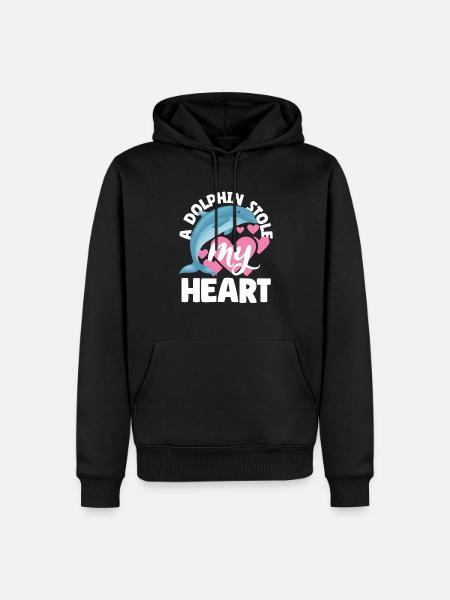 A dolphin stole my heart - Men’s Premium Organic Hoodie - black