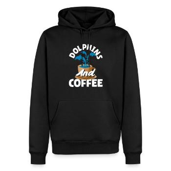 Dolphins and coffee lovers - Men’s Premium Organic Hoodie - black - Front - Nico (187cm)