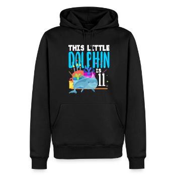 Ce petit dauphin a 11 11 ans - Sweat à capuche Premium bio Homme - noir - Devant - Nico (187cm)