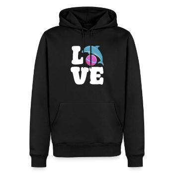 Liebe Delfin Mit Ball Niedlich Ozean - Männer Premium Bio Hoodie - Schwarz - Vorne - Nico (187cm)
