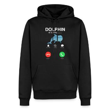 Dolphin Calls Humorous Graphic - Men’s Premium Organic Hoodie - black - Front - Nico (187cm)