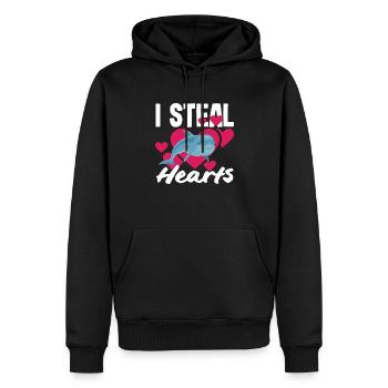 Ich Stehle Herzen - Delfin Liebe - Männer Premium Bio Hoodie - Schwarz - Vorne - Nico (187cm)