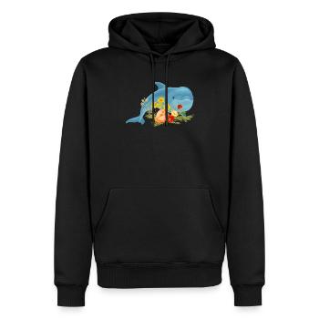 Dauphin avec de belles fleurs - Sweat à capuche Premium bio Homme - noir - Devant - Nico (187cm)
