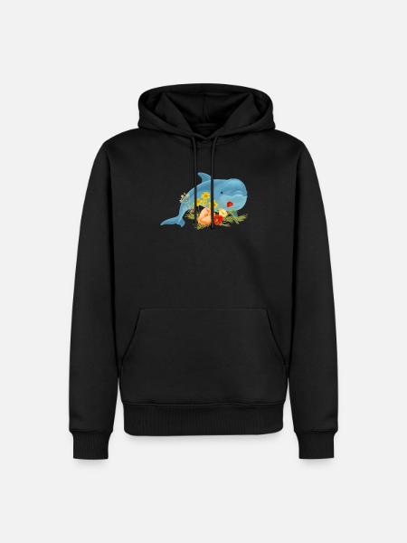 Dolphin with beautiful flowers - Men’s Premium Organic Hoodie - black