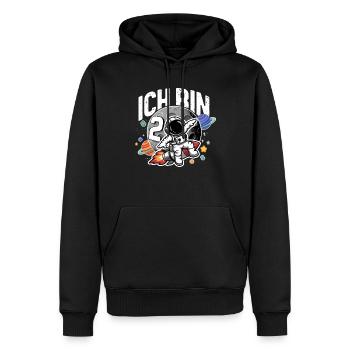 2ème anniversaire garçons 2 ans astronaute anniversaire - Sweat à capuche Premium bio Homme - noir - Devant - Nico (187cm)