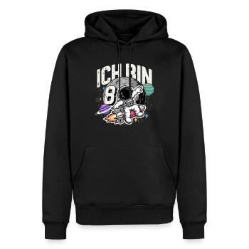8ème anniversaire Garçons 8 ans Astronaute Anniversaire - Sweat à capuche Premium bio Homme - noir - Devant - Nico (187cm)
