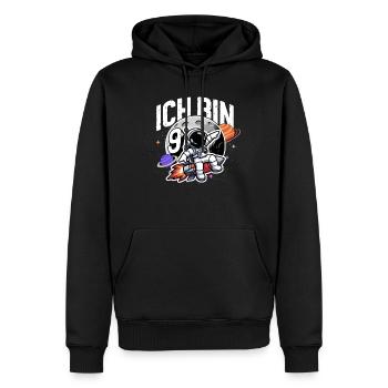 9e anniversaire garçons 9 ans astronaute anniversaire - Sweat à capuche Premium bio Homme - noir - Devant - Nico (187cm)