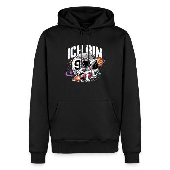 9e anniversaire garçons 9 ans astronaute anniversaire - Sweat à capuche Premium bio Homme - noir - Devant - Nico (187cm)
