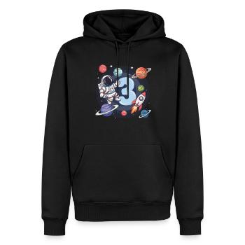 3ème anniversaire garçons 3 ans astronaute anniversaire - Sweat à capuche Premium bio Homme - noir - Devant - Nico (187cm)