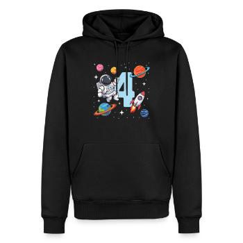 4ème anniversaire garçons 4 ans astronaute anniversaire - Sweat à capuche Premium bio Homme - noir - Devant - Nico (187cm)