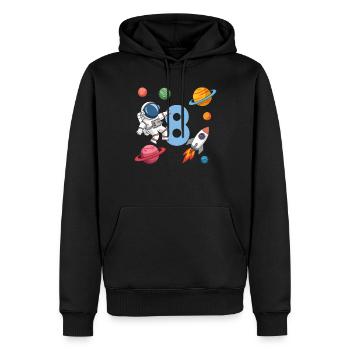 8ème anniversaire Garçons 8 ans Astronaute Anniversaire - Sweat à capuche Premium bio Homme - noir - Devant - Nico (187cm)