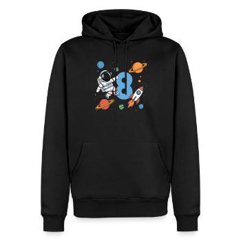 8ème anniversaire Garçons 8 ans Astronaute Anniversaire - Sweat à capuche Premium bio Homme - noir - Devant - Nico (187cm)