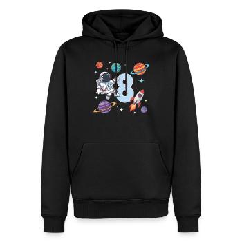 8ème anniversaire Garçons 8 ans Astronaute Anniversaire - Sweat à capuche Premium bio Homme - noir - Devant - Nico (187cm)