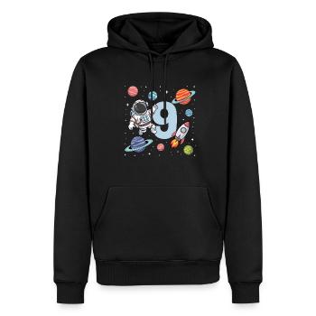 9e anniversaire garçons 9 ans astronaute anniversaire - Sweat à capuche Premium bio Homme - noir - Devant - Nico (187cm)