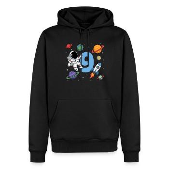 9e anniversaire garçons 9 ans astronaute anniversaire - Sweat à capuche Premium bio Homme - noir - Devant - Nico (187cm)