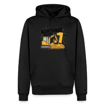 1er anniversaire garçon 1 an chantier de construction d’excavatrice - Sweat à capuche Premium bio Homme - noir - Devant - Nico (187cm)