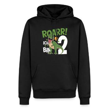 2. Geburtstag 2 Jahre Dino Dinosaurier Fan - Männer Premium Bio Hoodie - Schwarz - Vorne - Nico (187cm)