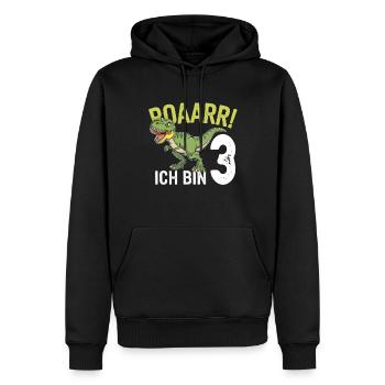 3. Geburtstag 3 Jahre Dino Dinosaurier Fan - Männer Premium Bio Hoodie - Schwarz - Vorne - Nico (187cm)