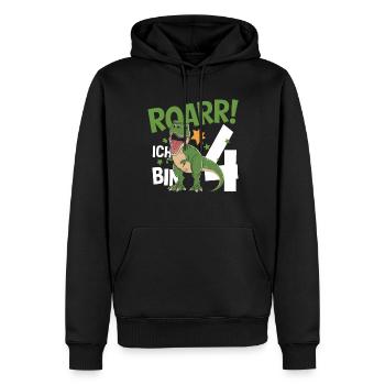 Fan de dinosaures Dino 4e anniversaire 4 ans - Sweat à capuche Premium bio Homme - noir - Devant - Nico (187cm)