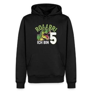 5ème anniversaire 5 ans de fan de dinosaures Dino - Sweat à capuche Premium bio Homme - noir - Devant - Nico (187cm)