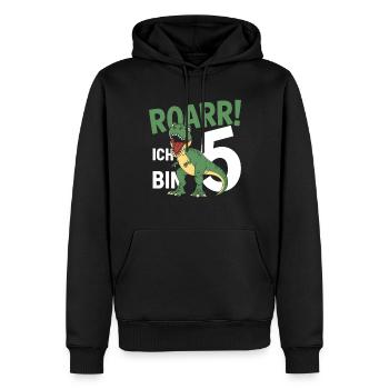 5ème anniversaire 5 ans de fan de dinosaures Dino - Sweat à capuche Premium bio Homme - noir - Devant - Nico (187cm)