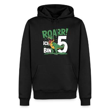 5ème anniversaire 5 ans de fan de dinosaures Dino - Sweat à capuche Premium bio Homme - noir - Devant - Nico (187cm)
