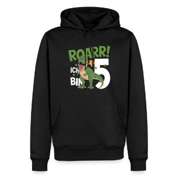 5. Geburtstag 5 Jahre Dino Dinosaurier Fan - Männer Premium Bio Hoodie - Schwarz - Vorne - Nico (187cm)