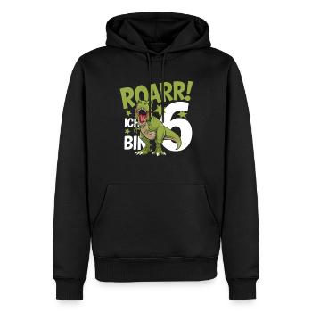 6ème anniversaire 6 ans Dino Dinosaur Fan - Sweat à capuche Premium bio Homme - noir - Devant - Nico (187cm)