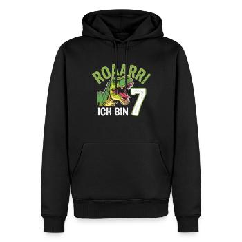 7th Birthday 7 Years Dino Dinosaur Fan - Men’s Premium Organic Hoodie - black - Front - Nico (187cm)