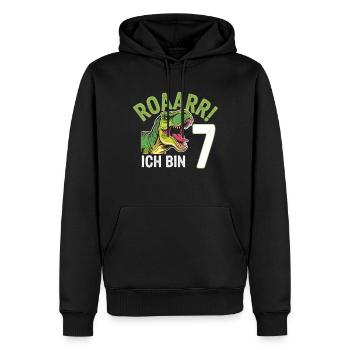 7. Geburtstag 7 Jahre Dino Dinosaurier Fan - Männer Premium Bio Hoodie - Schwarz - Vorne - Nico (187cm)