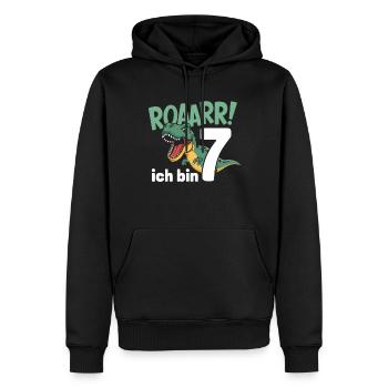7. Geburtstag 7 Jahre Dino Dinosaurier Fan - Männer Premium Bio Hoodie - Schwarz - Vorne - Nico (187cm)