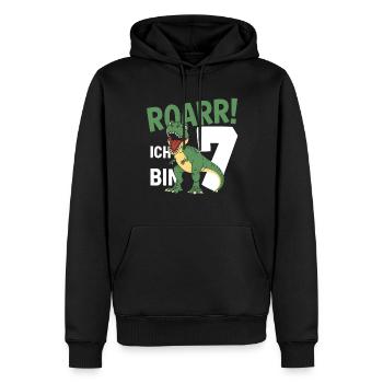7th Birthday 7 Years Dino Dinosaur Fan - Men’s Premium Organic Hoodie - black - Front - Nico (187cm)