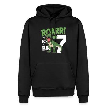 7. Geburtstag 7 Jahre Dino Dinosaurier Fan - Männer Premium Bio Hoodie - Schwarz - Vorne - Nico (187cm)