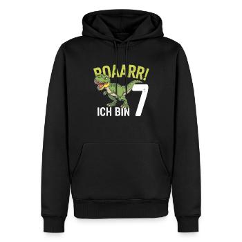 7. Geburtstag 7 Jahre Dino Dinosaurier Fan - Männer Premium Bio Hoodie - Schwarz - Vorne - Nico (187cm)